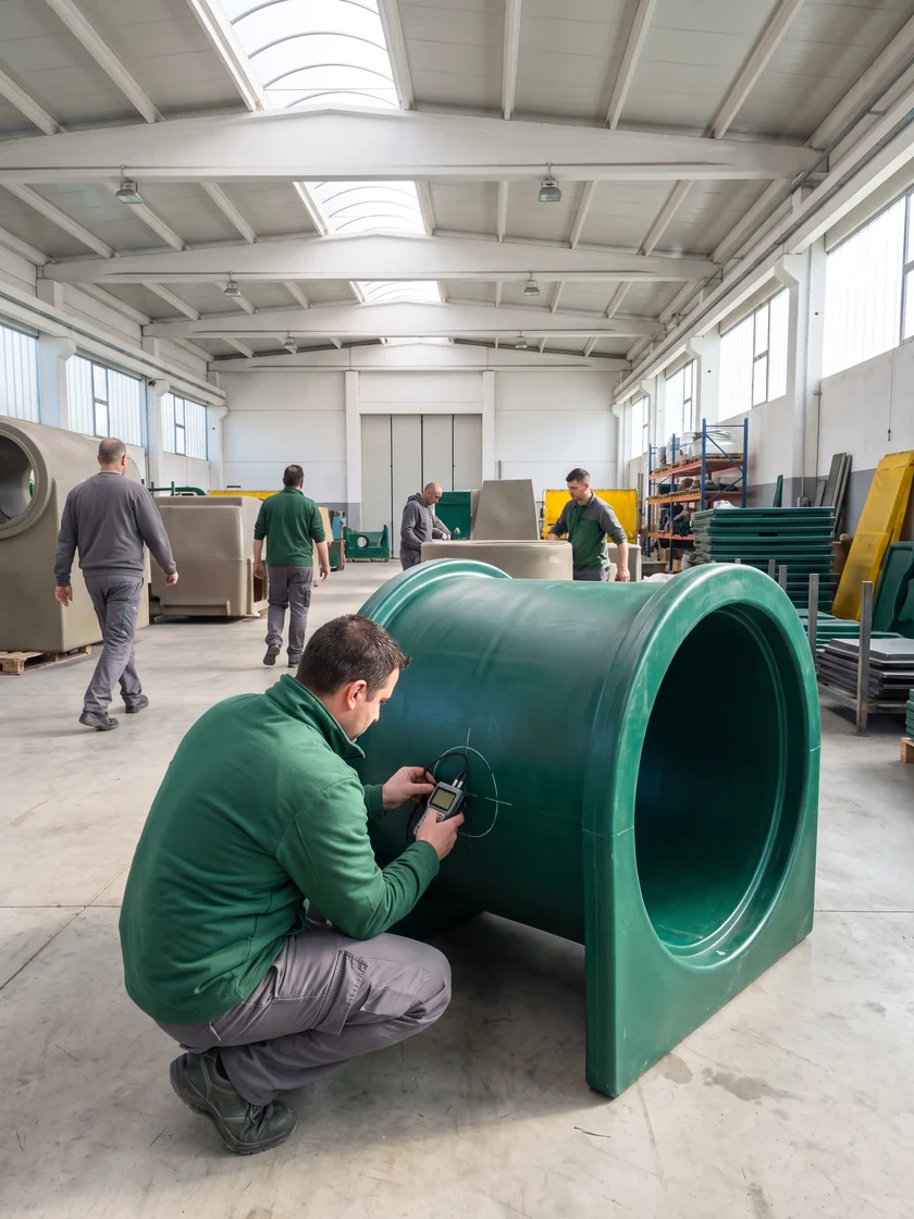 Ultrasonic wall-thickness reading on a rotomolded tunnel