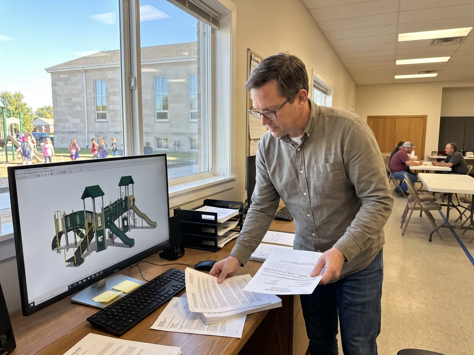 Dealer at a desk comparing a render with a quotation
