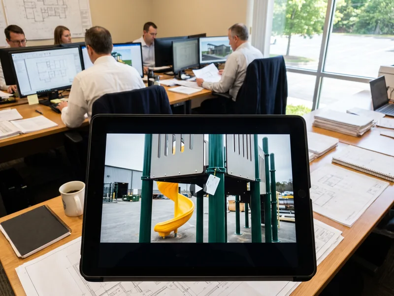 A pre-assembly video paused on a tablet showing custom panels in place