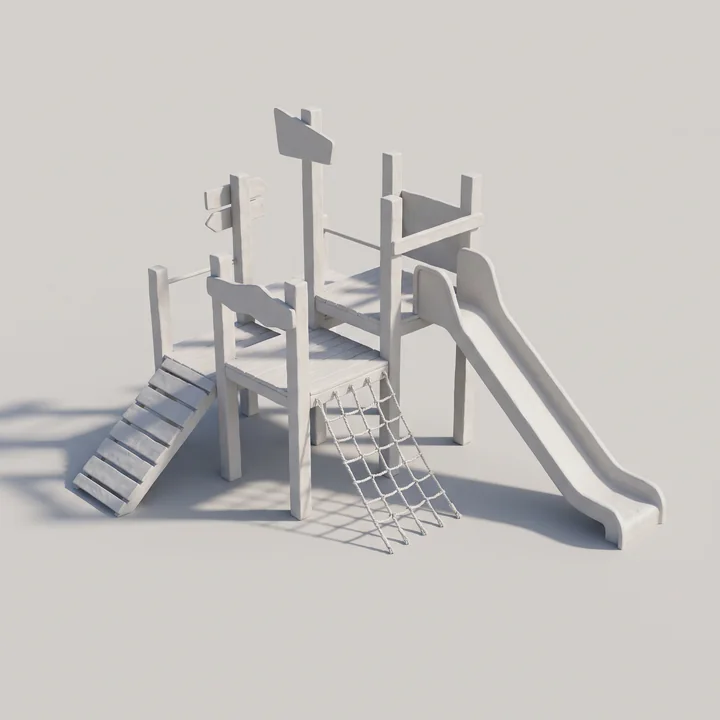 The multi-deck structure from the component system, as a white model