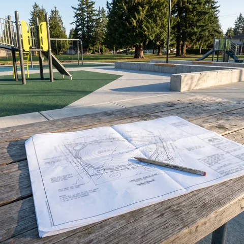 A printed PDF site survey with a few dimensions circled in pencil