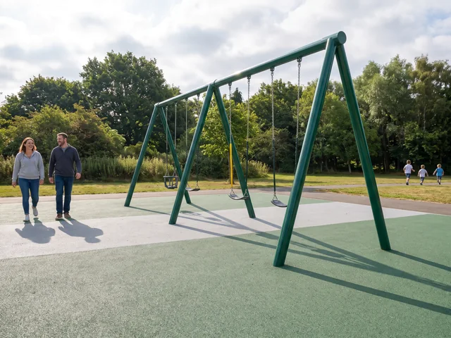 Swing set on a commercial playground