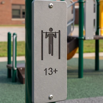 HDPE instruction sign on a fitness station
