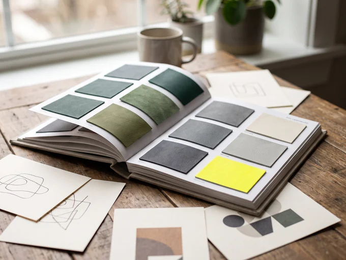 PVC leather color chart swatch book