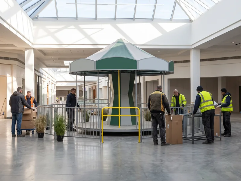 Small electric kiddie ride in a mall concourse