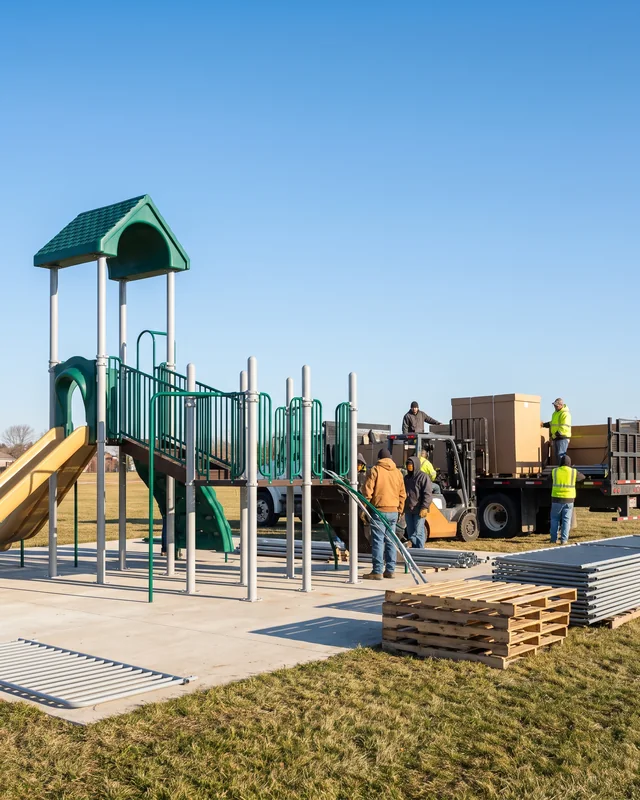 Catalog-style photo of an outdoor play structure with no supplier marks